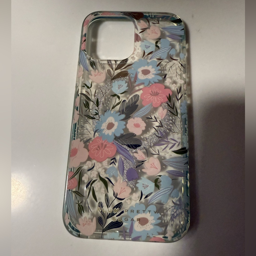 iPhone 13 Pro Max Floral Phone Case - Pink and Blue